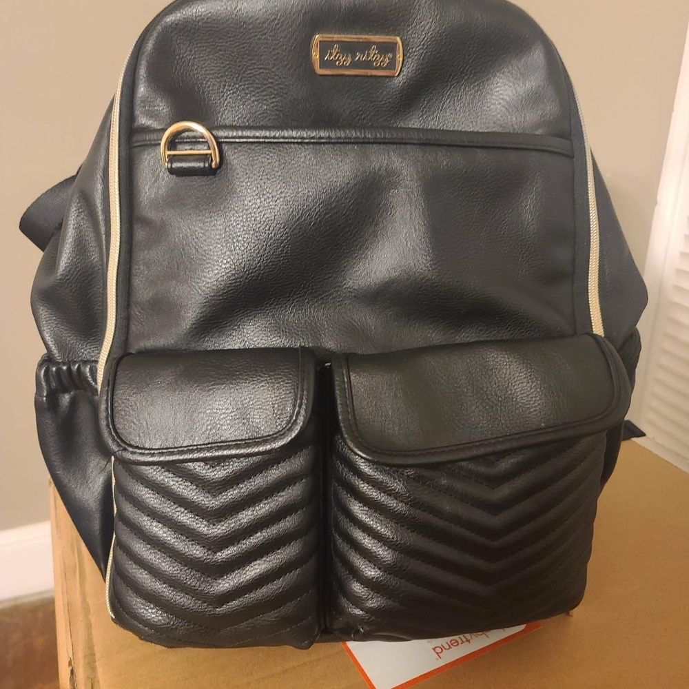 Itzy Ritzy Black Backpack with Gold Accents